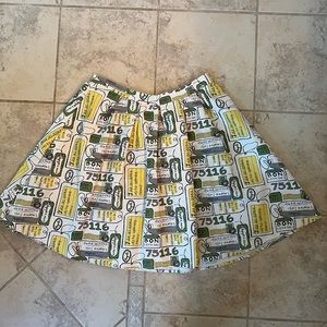 A-line Box Pleat Parisian Print Skirt by Fervour. Like New
